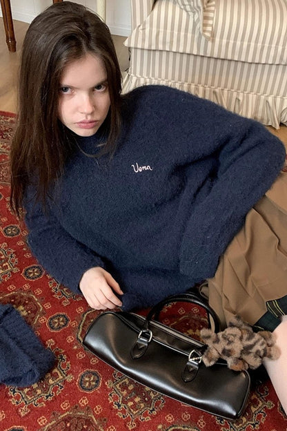 Navy Wool Hooded Sweater