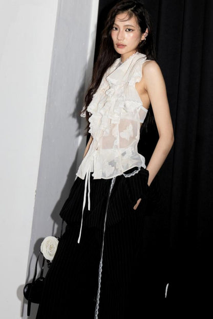 Ruffle Backless Tank