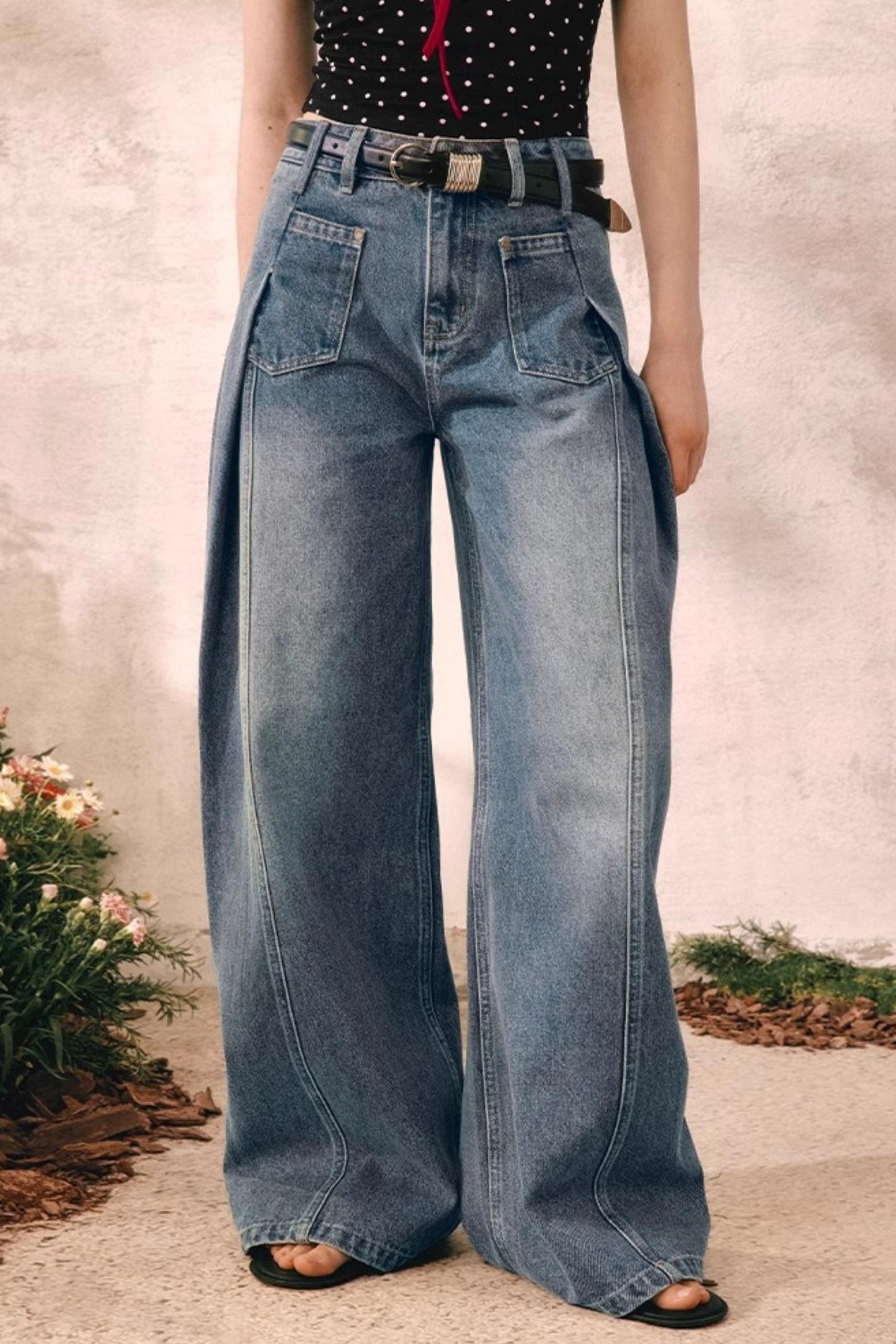 Summer Pleated Denim Pants