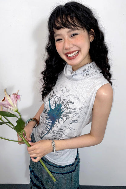 Asymmetrical Pleated Tank Top