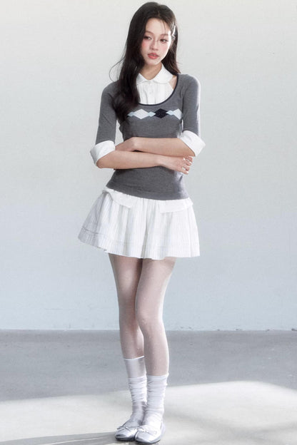 Retro Jacquard Knit Top Set-Up