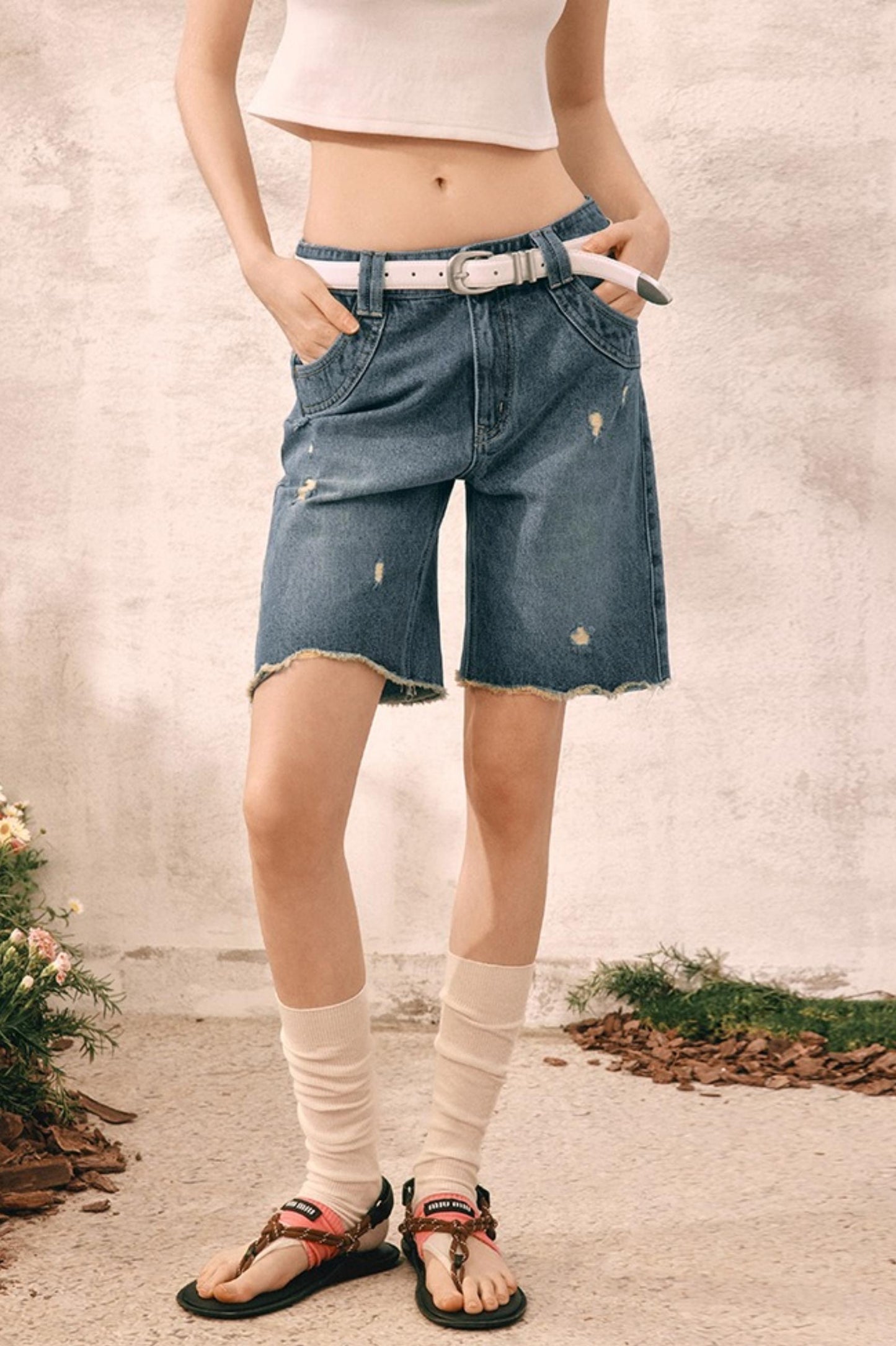 Summer Distressed Denim Shorts