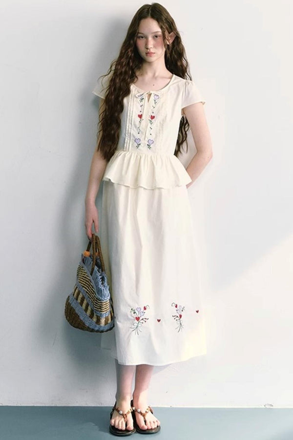 Colorful Embroidered Double-Layer Dress