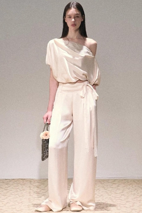 Acetate Flower Bud Top & Pants Set-Up