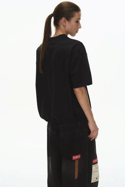 Ice-Feel Drawstring V-Neck T-Shirt
