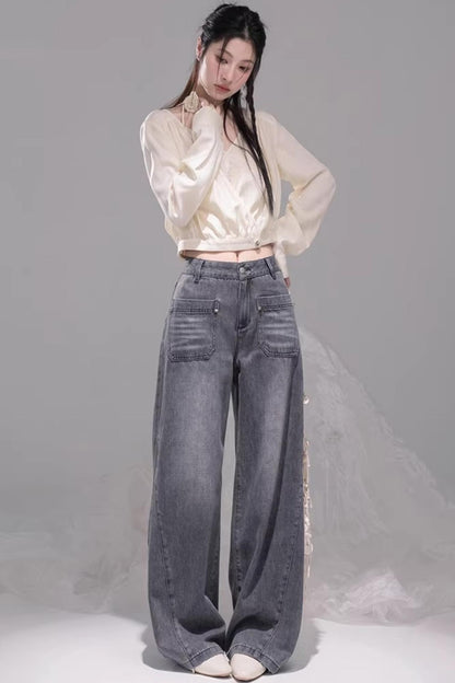 Ink Gray Distressed Jeans