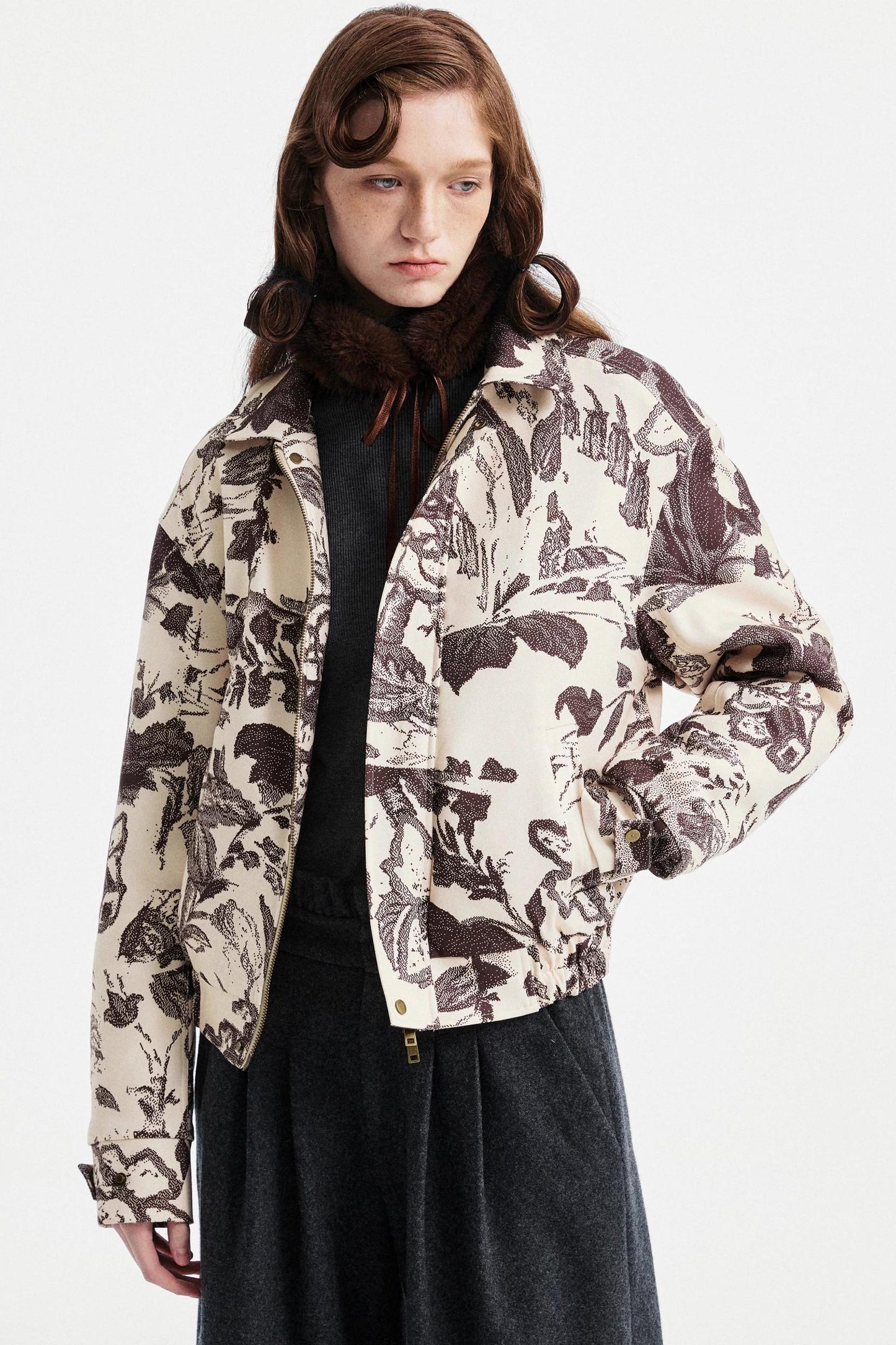 Lace-Up Fur Collar Scarf