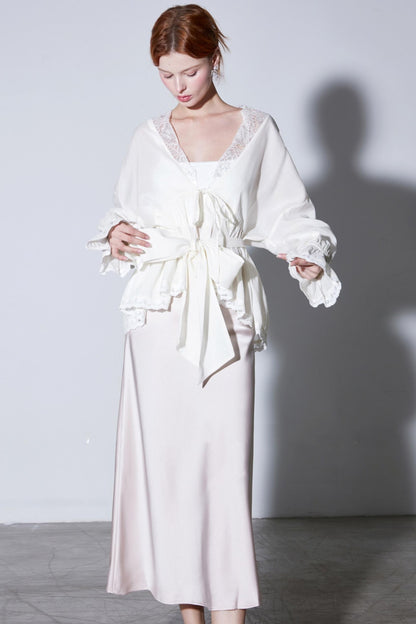 Elegant Glossy Draped Satin Skirt