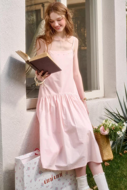 Baby Pink Cotton Dress Set-Up