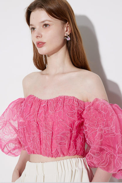 Pink Floral Crop Top