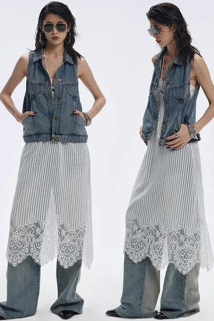 Summer Blue Washed Denim Vest