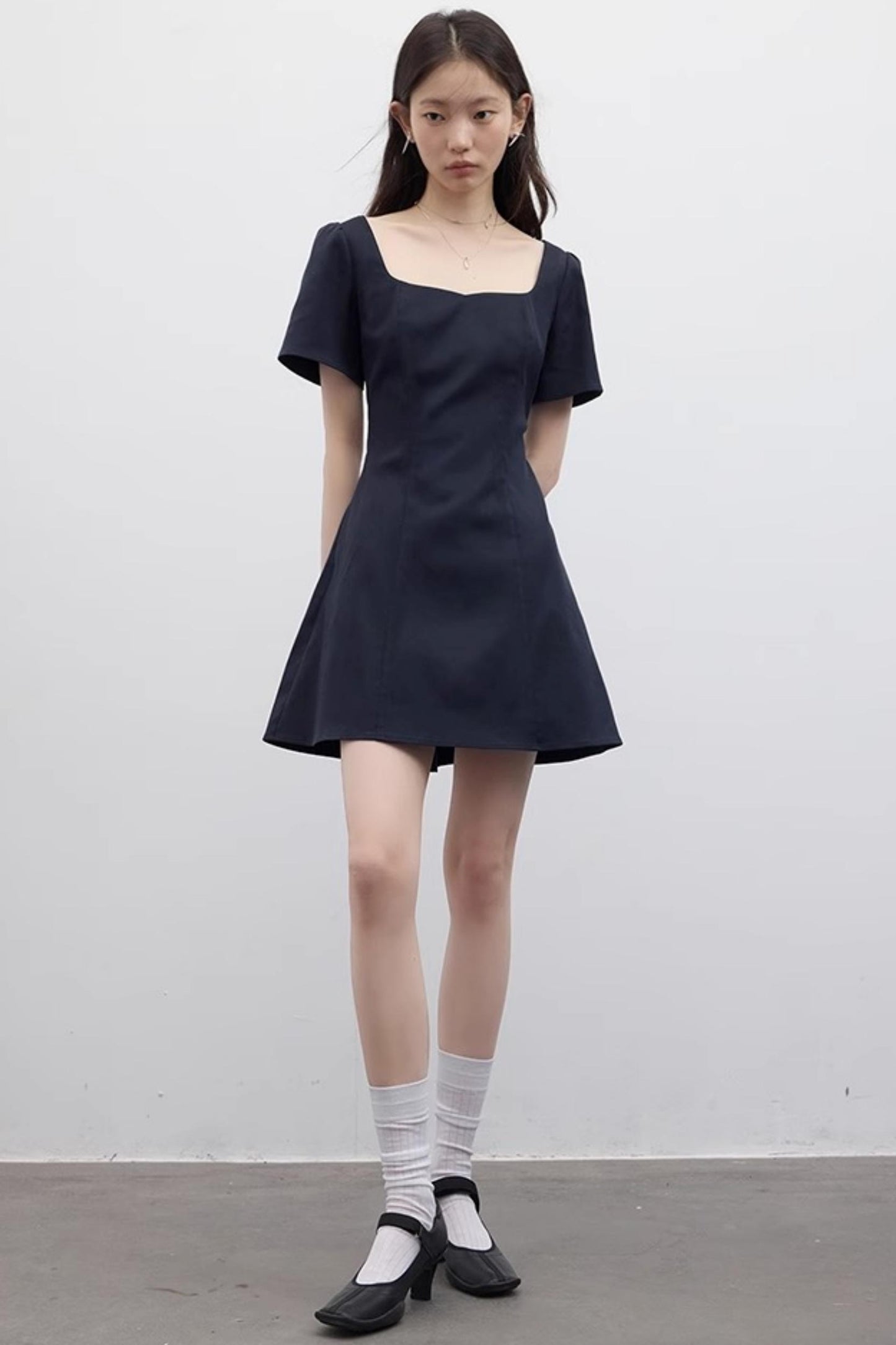 Linen Cotton Square Neck Dress