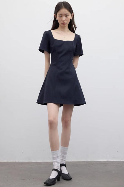 Linen Cotton Square Neck Dress