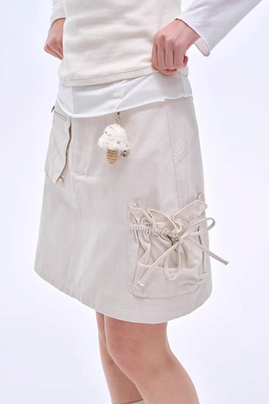 High-End Cotton Drawstring Skirt