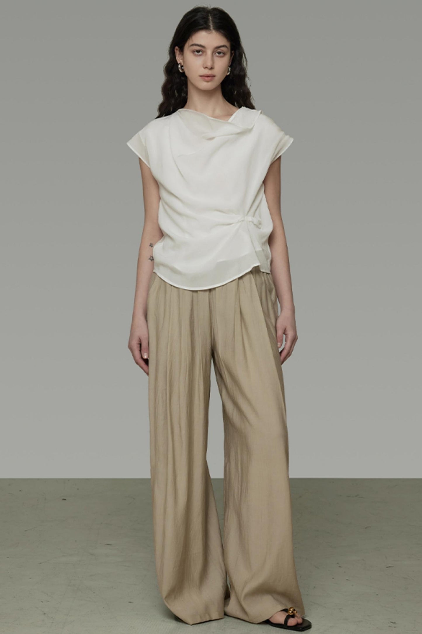 Irregular Neck White Blouse