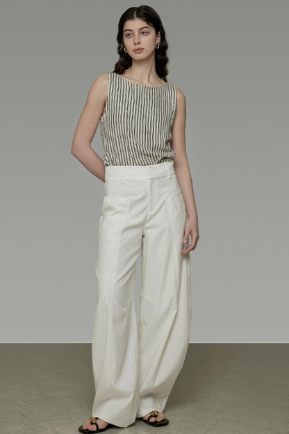 Sickle Arc High-Waisted Wide-Leg Pants
