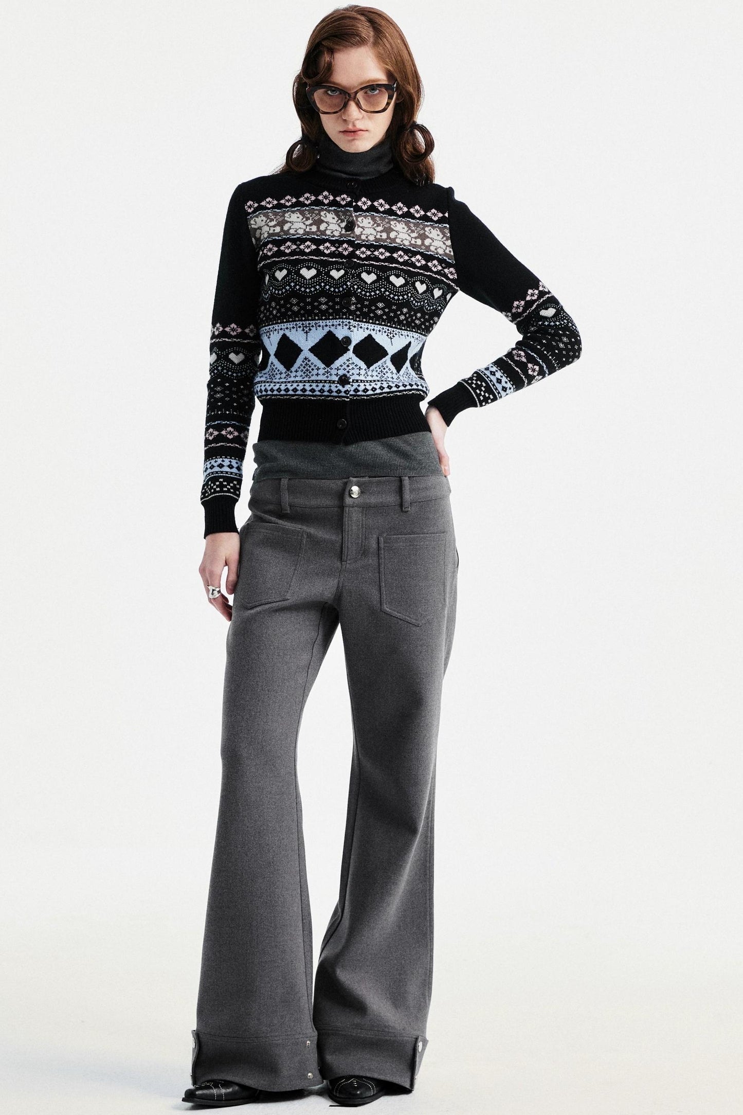 Khaki Tapered Flared Pants