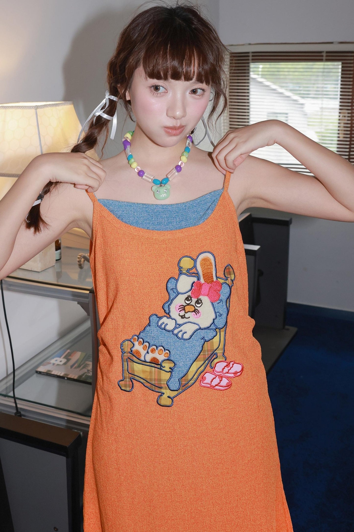 Summer Peach Halter Dress