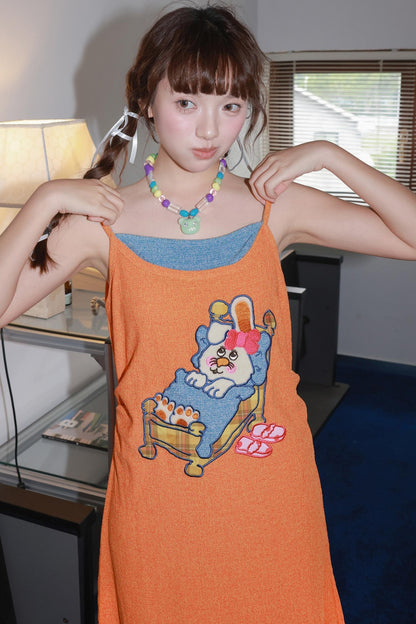 Summer Peach Halter Dress