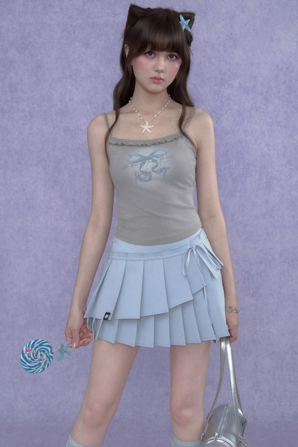 Two-Tone Pleated Skirt Set