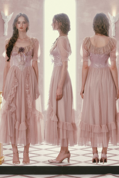 Purple Victorian Corset Mesh Dress