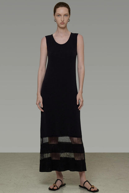 Minimalist U-Neck Tassel Dress