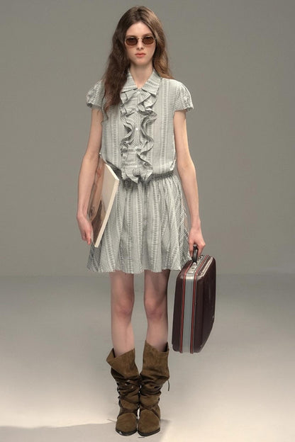 Silver Coral Jacquard Lace Dress