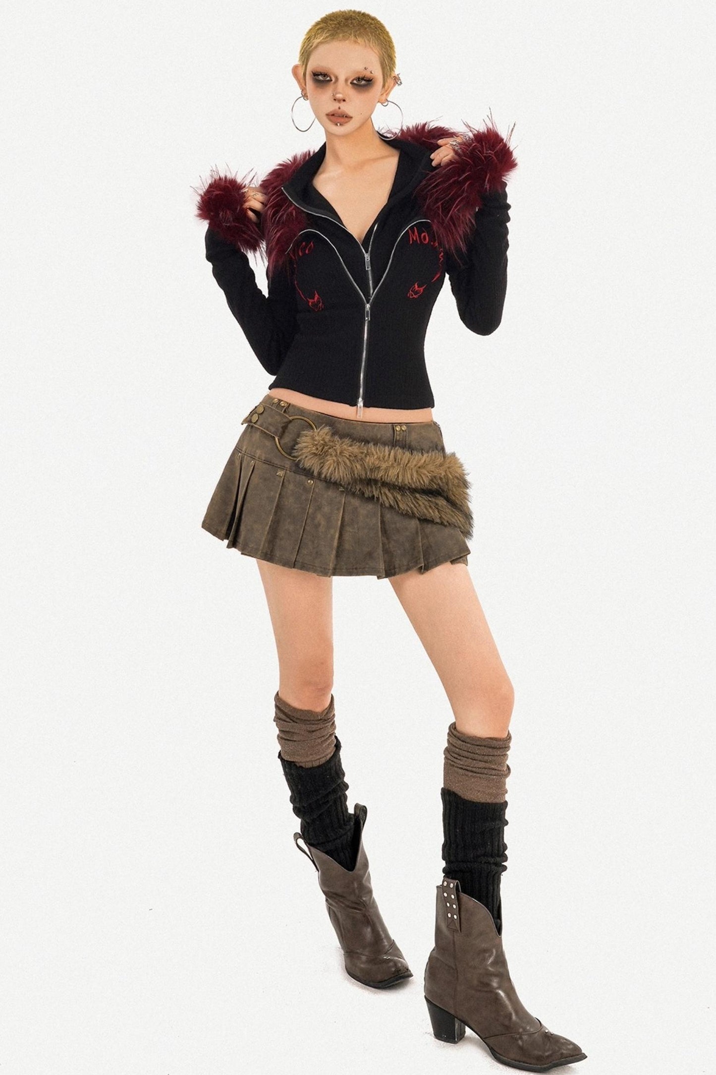 Mid-Low Waist Mini Pleated Short Skirt