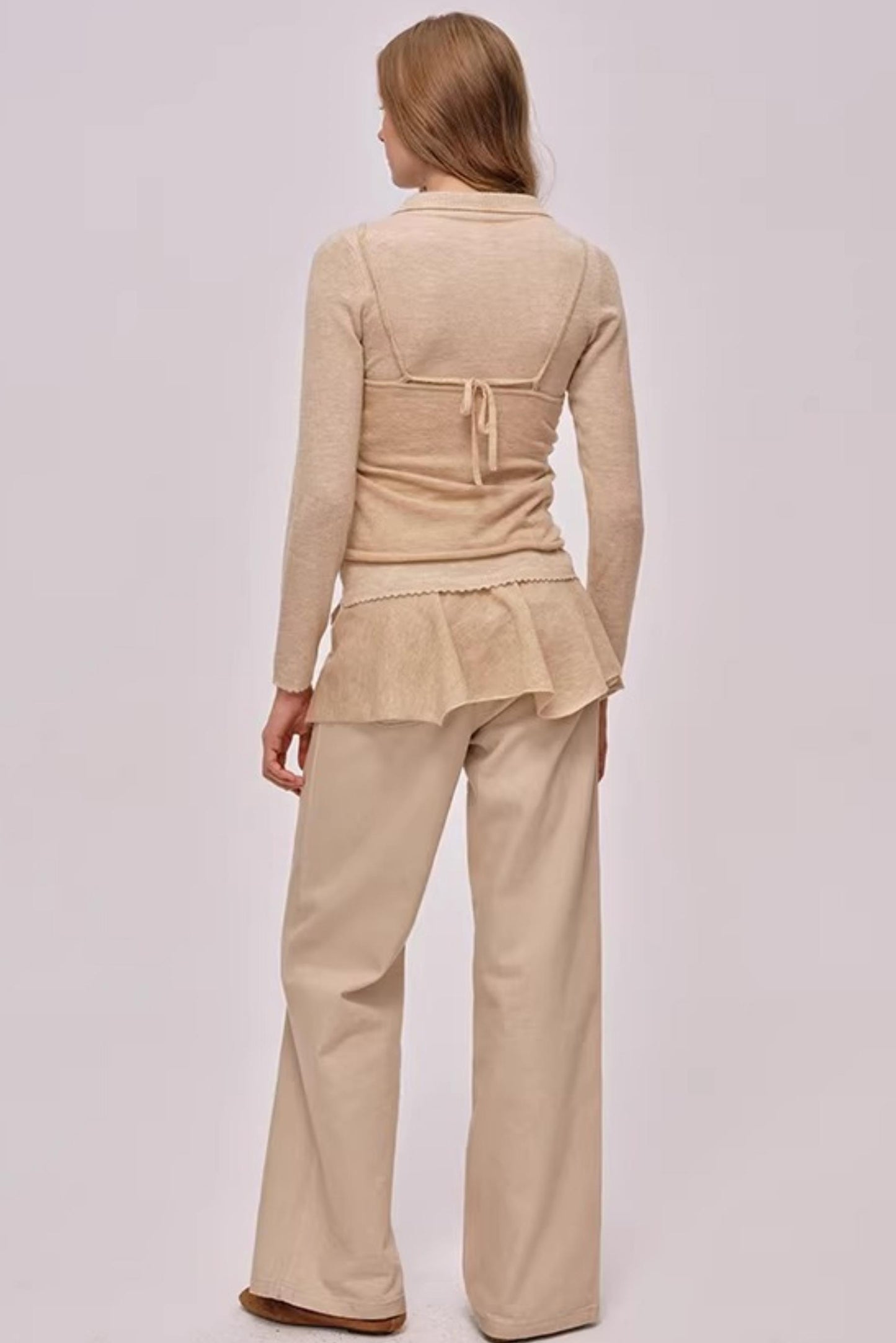 Custom-Dyed Pink Apricot Denim Pants
