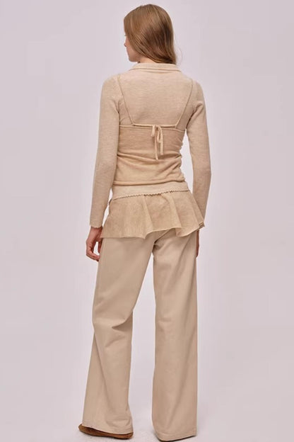 Custom-Dyed Pink Apricot Denim Pants