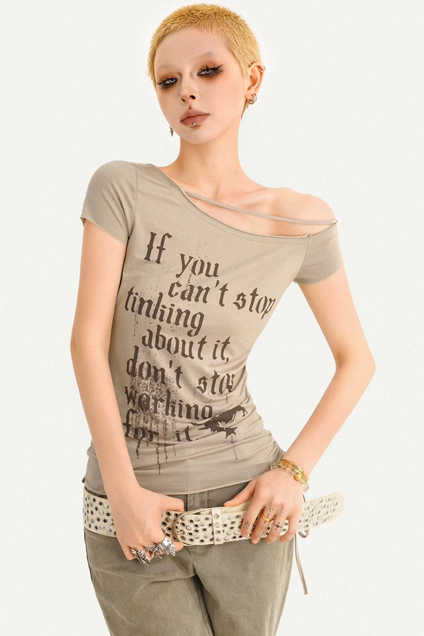 Retro Slant Neck Summer Top