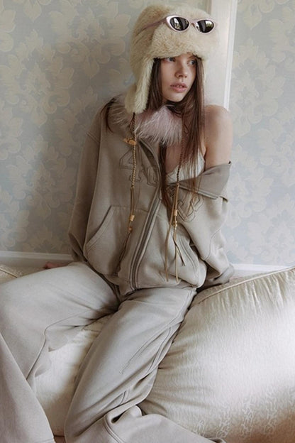 Gray Halo Hooded Jacket Set-Up