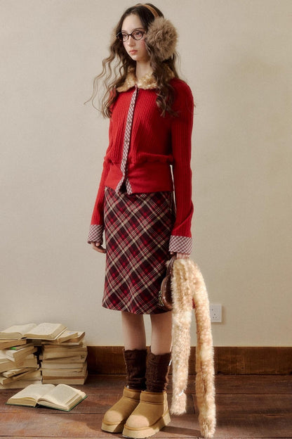 Retro Reindeer Plaid Sweater