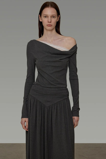 Lace Shoulder Knit Dress