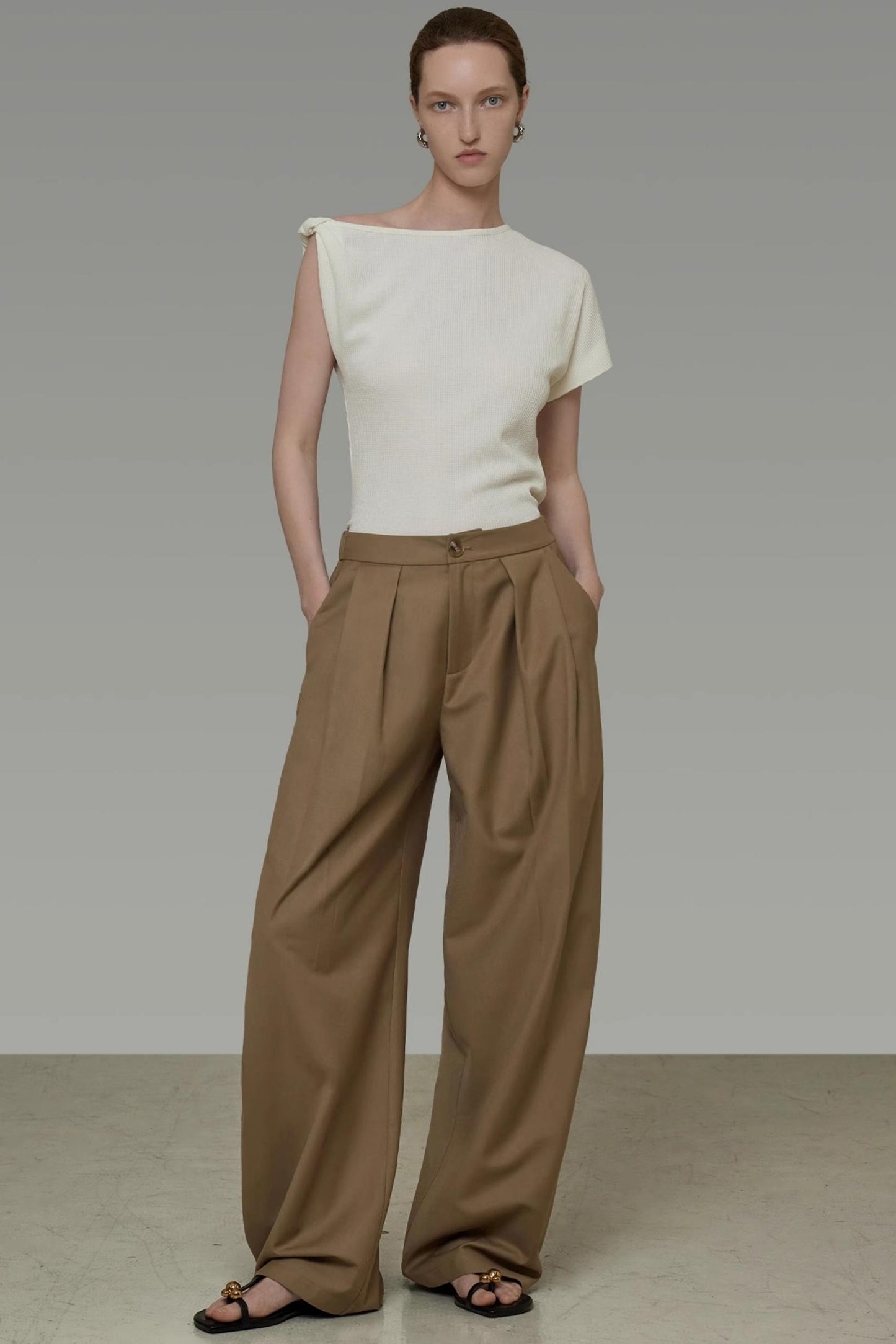 Draped Wide-Leg Pants