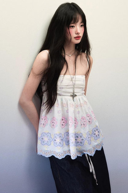 Lace-Trimmed Floral Camisole