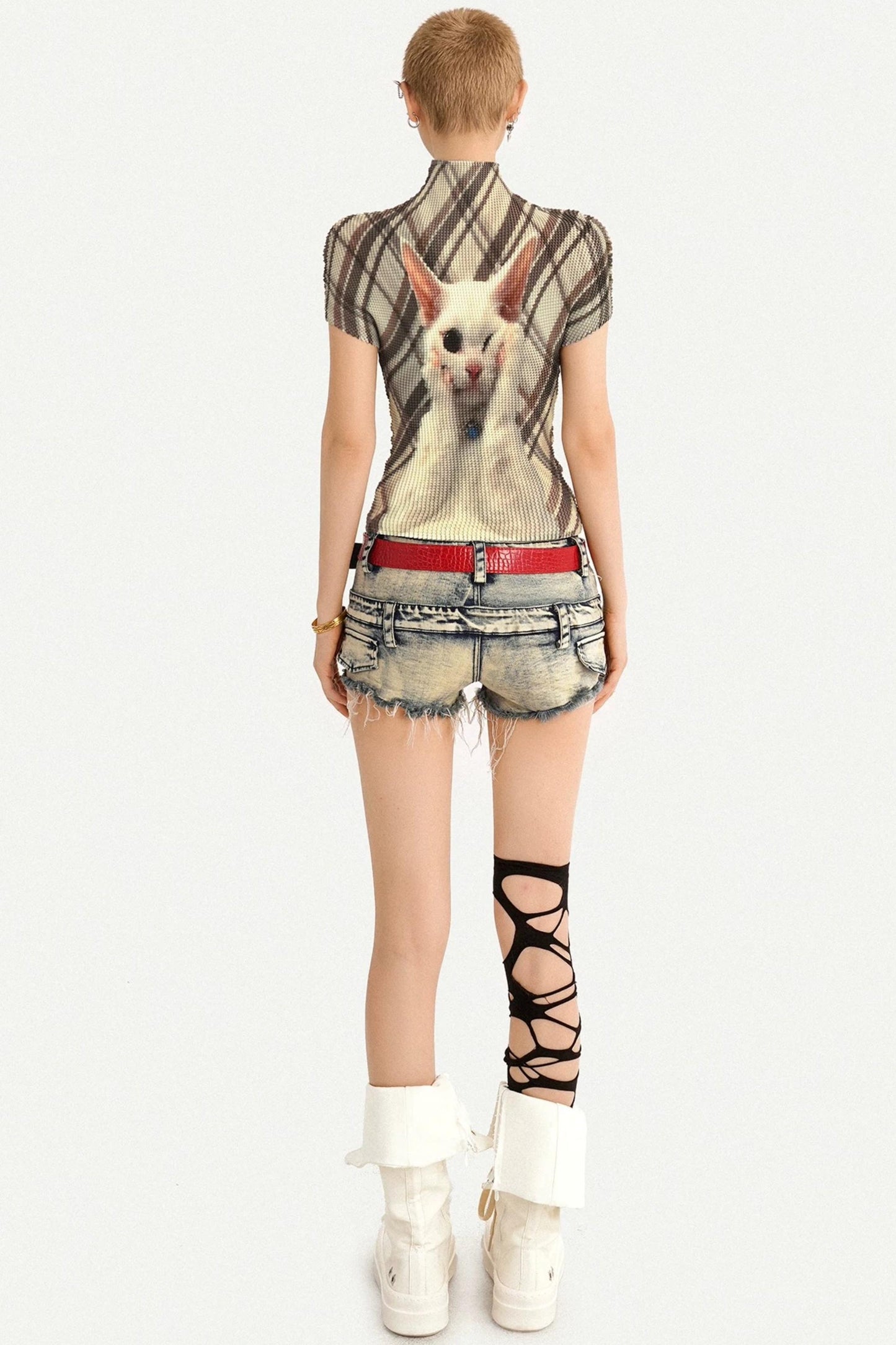 Distressed Low-Waist Denim Shorts