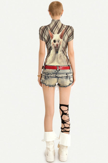 Distressed Low-Waist Denim Shorts