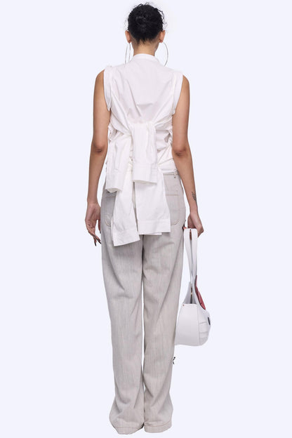 Wide-Leg Bow Tie Jeans