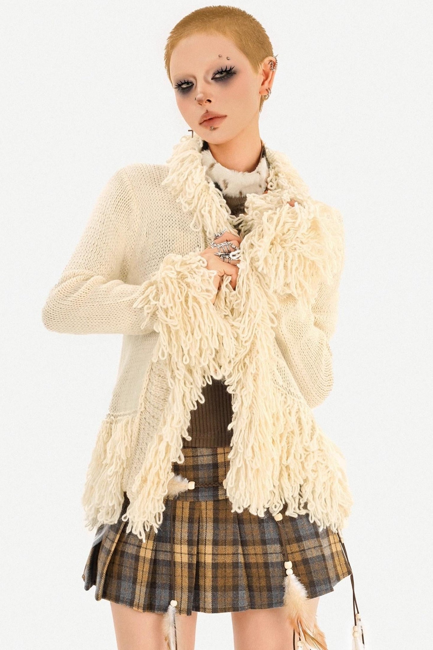 Vintage Fringed Knit Jacket