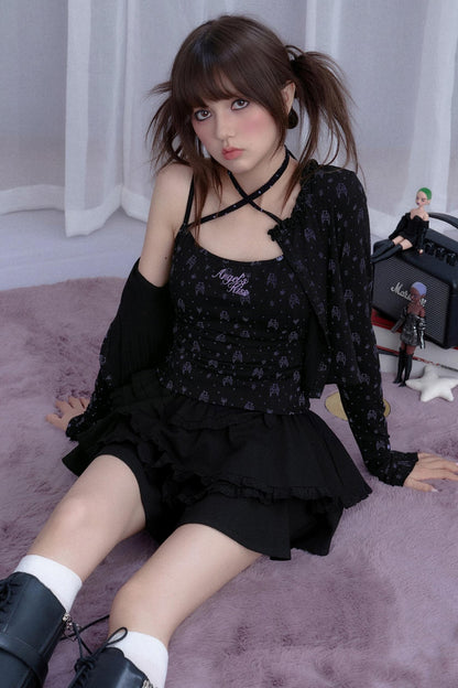 Angel Black & White Bear Print Cardigan Set-Up