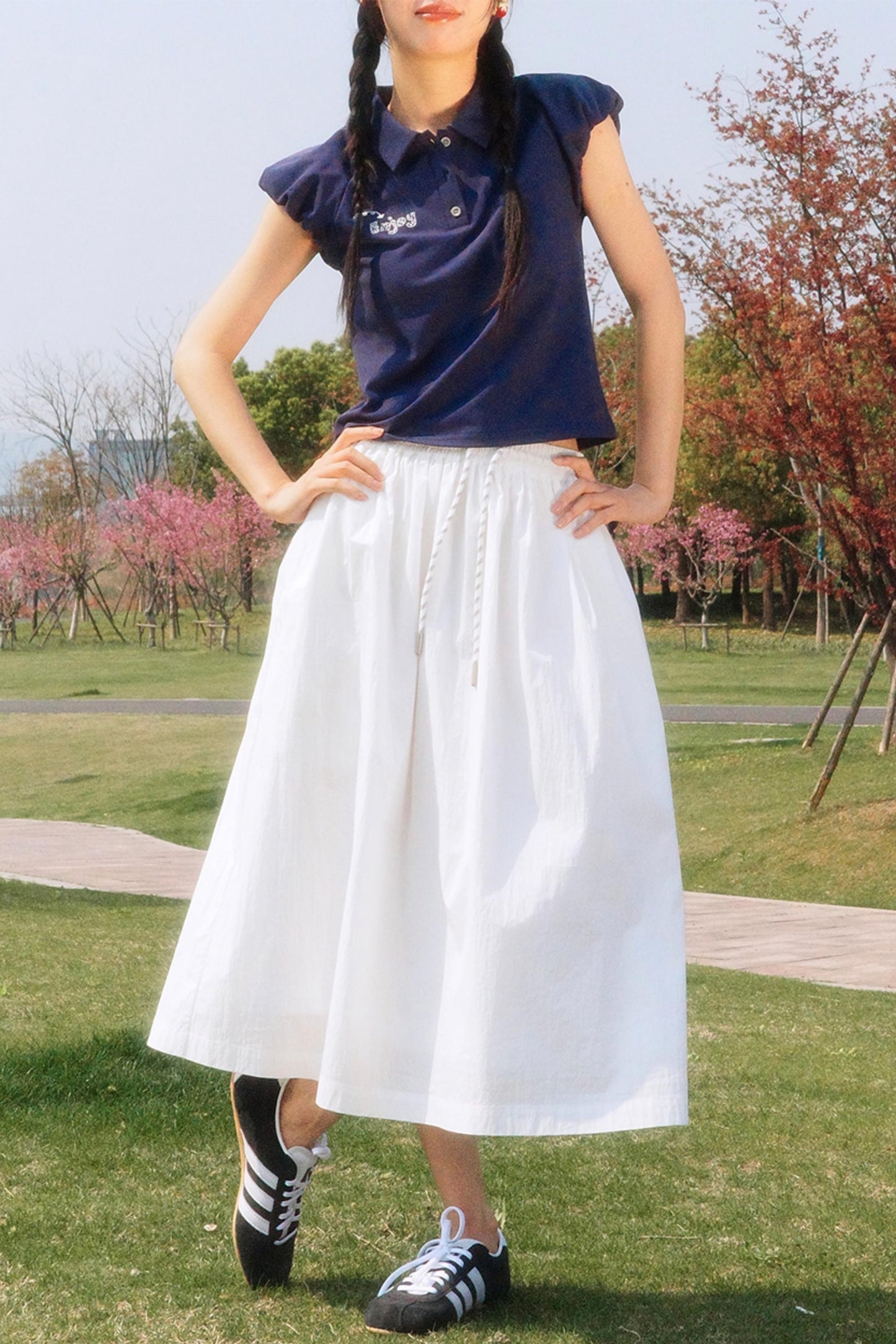 Embroidered Polka Dot Polo Tee