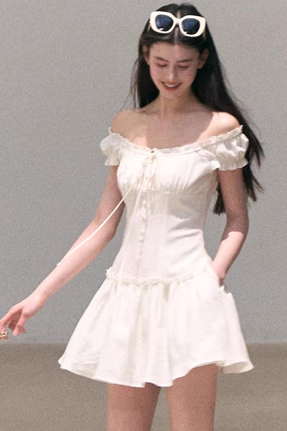 Lyocell Linen Puff Sleeve Dress