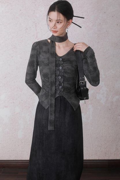 Rock Black Tie-dye Skirt