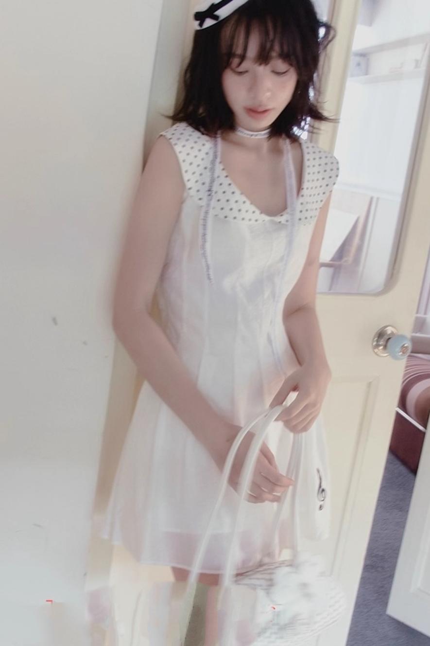 White Polka Dot Embroidered Babydoll Dress