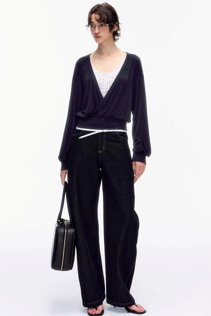 V-Neck Swing Collar Top