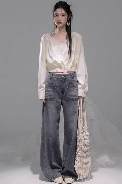 Embroidered Apricot Halter Top Set