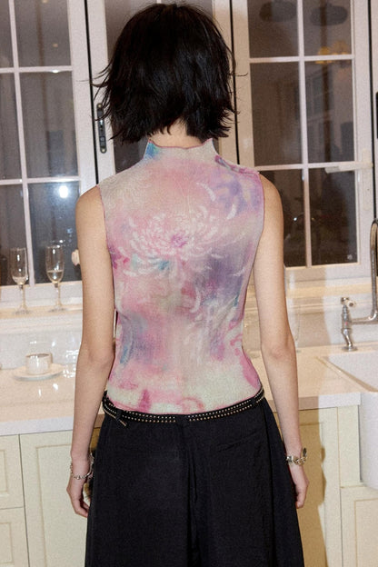 Twilight Chrysanthemum Pleated Vest