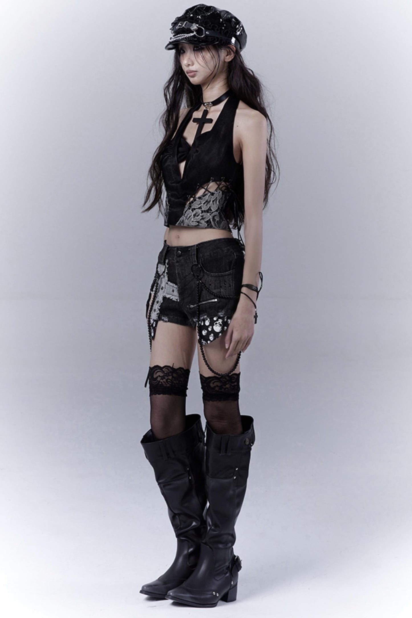 Ultra Low Waist Punk Denim Shorts