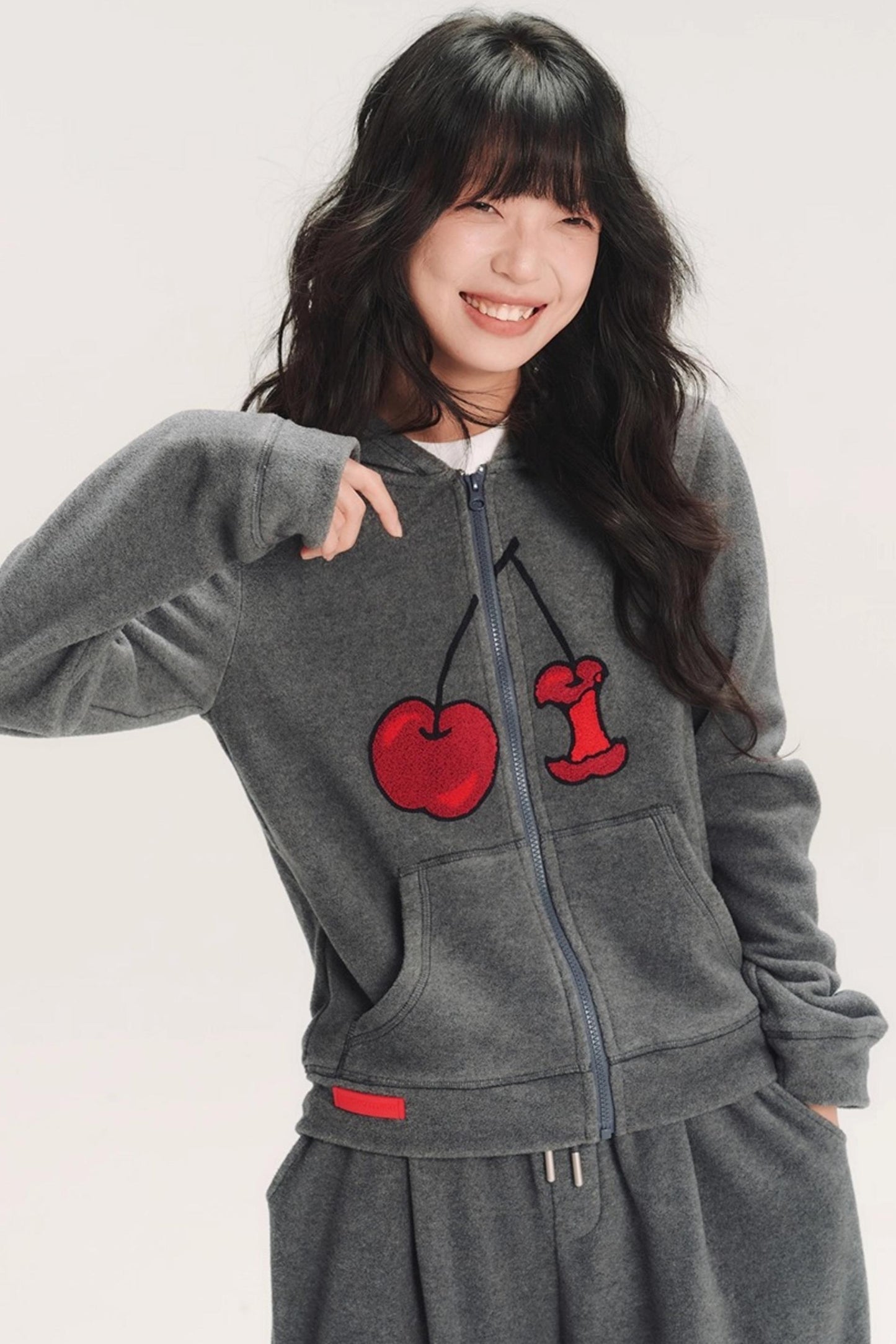 Hand-Painted Cherry Hooded Jacket